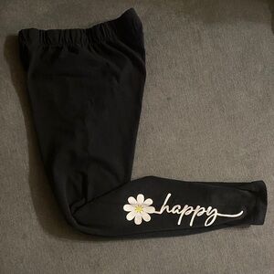 Black Kids Leggings with Daisy Print